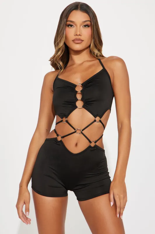 All I Can Do Romper - Black sold by Fashion Nova