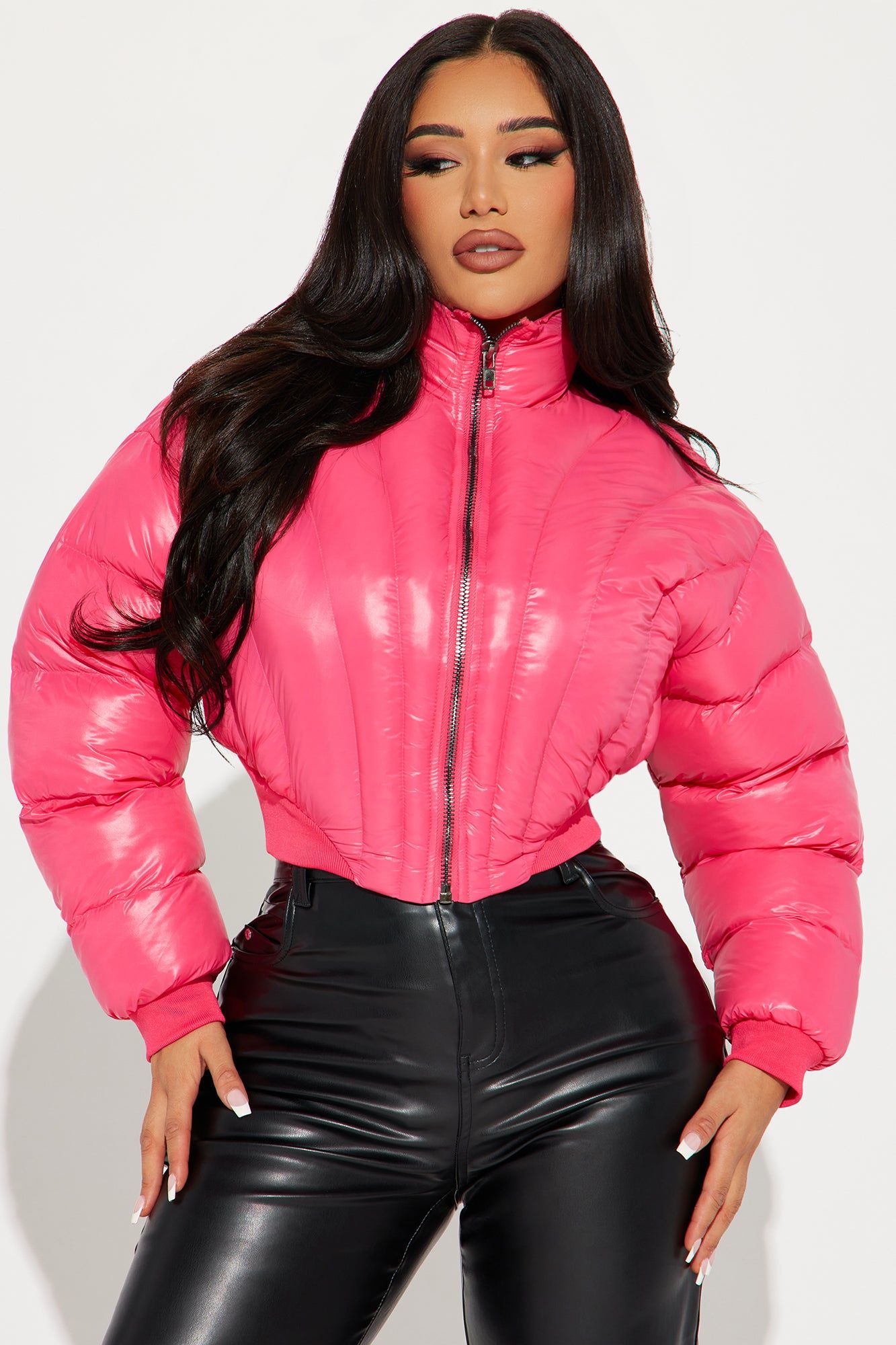 The Legend Quilted Puffer Jacket - Pink sold by Fashion Nova
