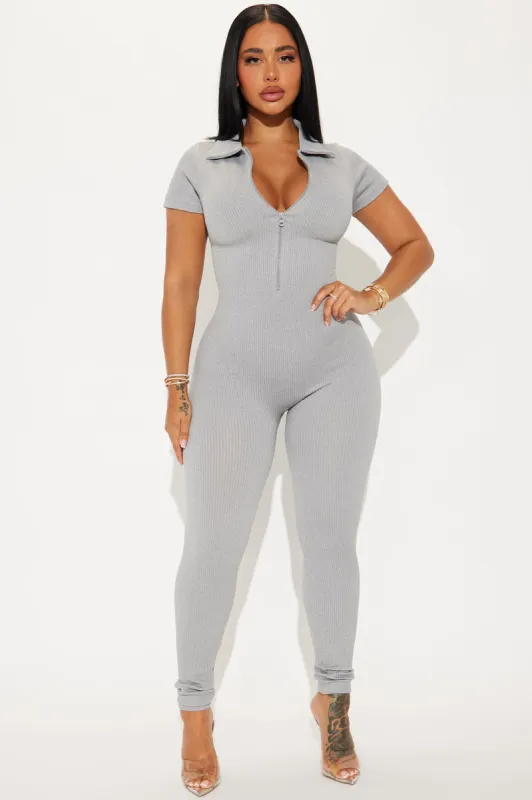 McKay Seamless Jumpsuit - Heather Grey sold by Fashion Nova