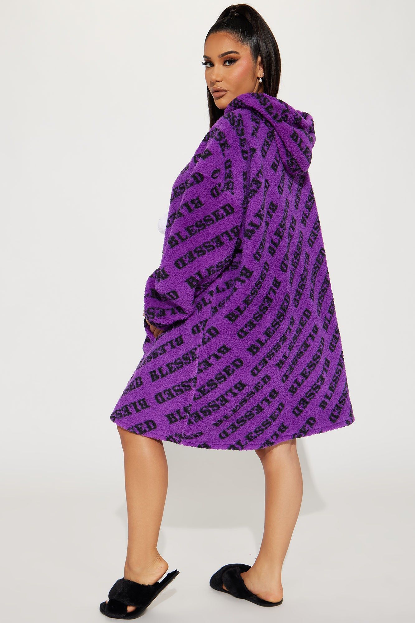 Blessed PJ Plush Big Cozy Hoodie - Purple/combo sold by Fashion Nova product image thumbnail 3