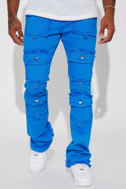 Fit Check Stacked Skinny Flared Pants - Blue sold by Fashion Nova