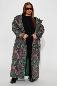 Lilith Camo Puffer Coat - Olive/combo sold by Fashion Nova