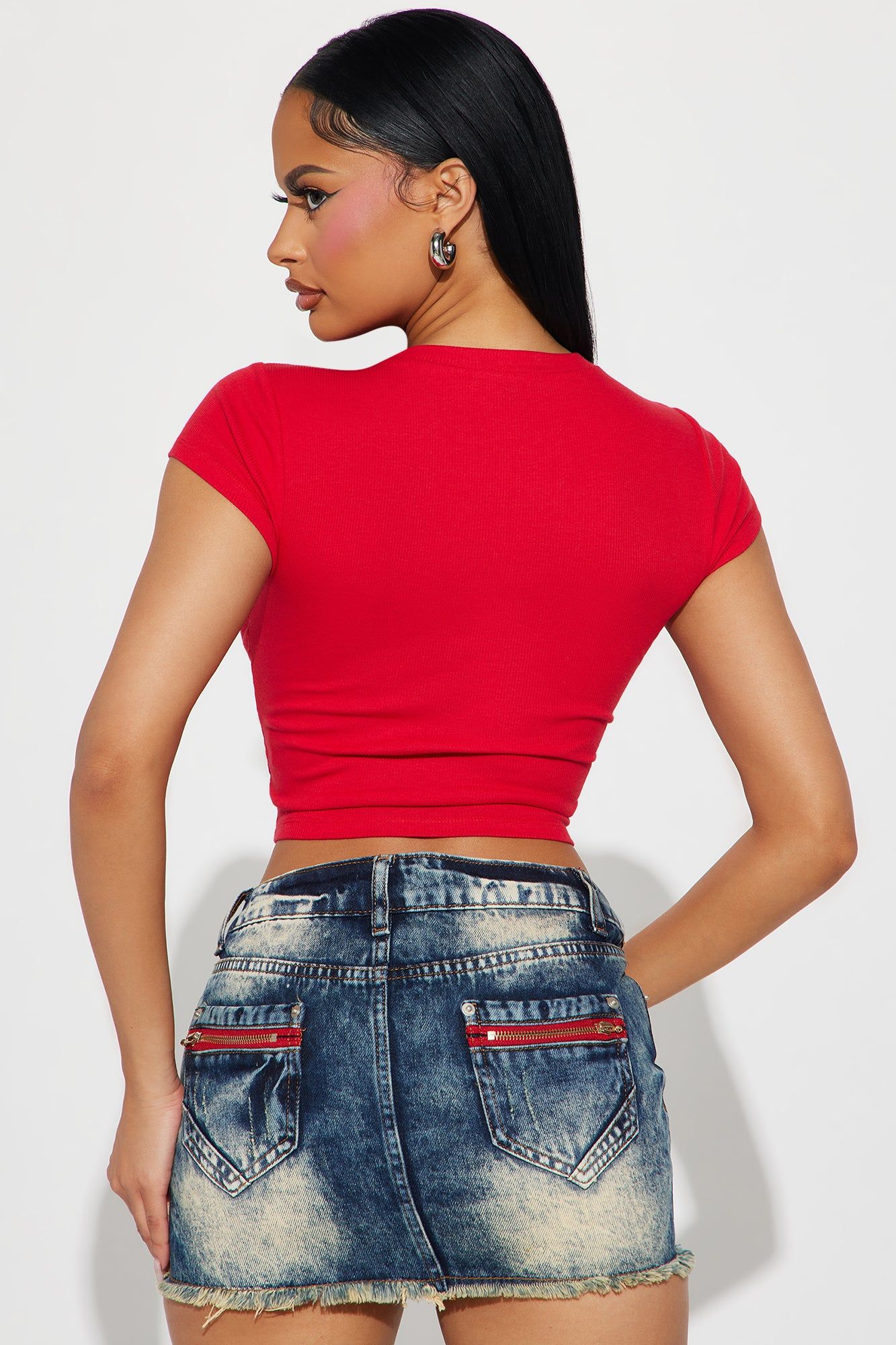 Kasey Ribbed Crop Top - Red sold by Fashion Nova product image thumbnail 3