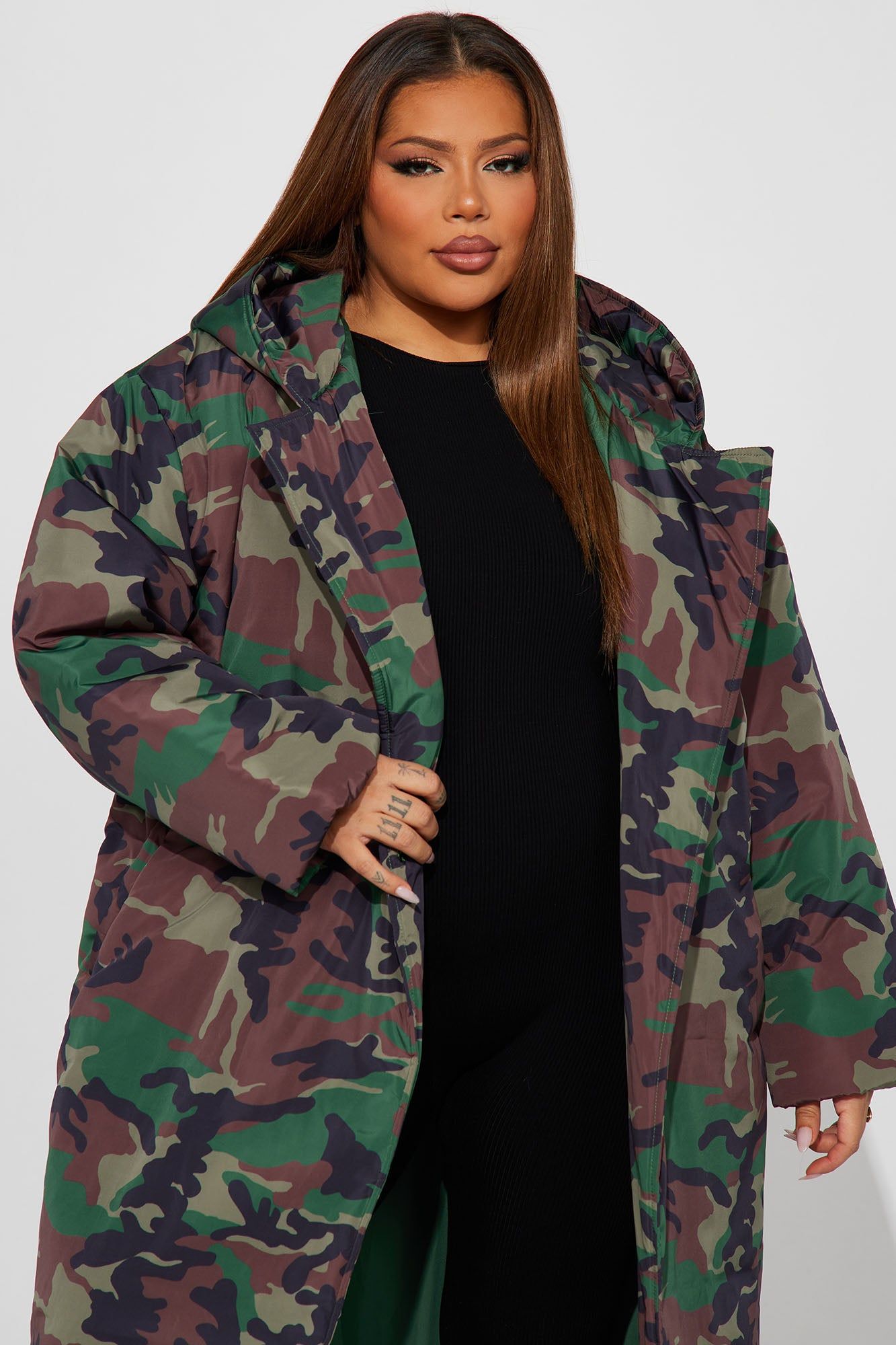 Lilith Camo Puffer Coat - Olive/combo sold by Fashion Nova product image thumbnail 5