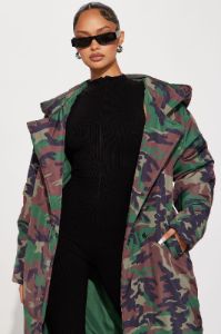 Lilith Camo Puffer Coat - Olive/combo sold by Fashion Nova