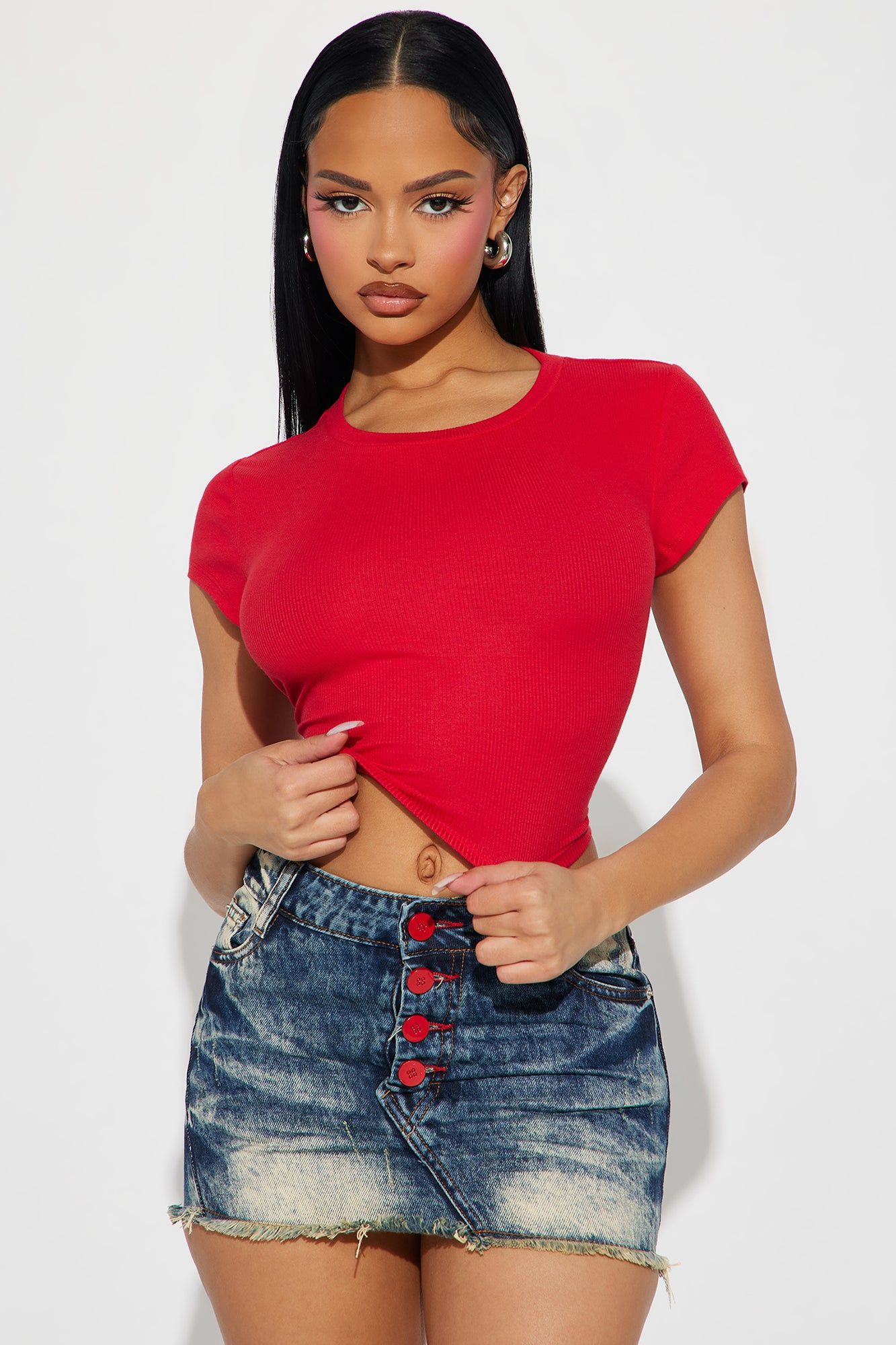 Kasey Ribbed Crop Top - Red sold by Fashion Nova