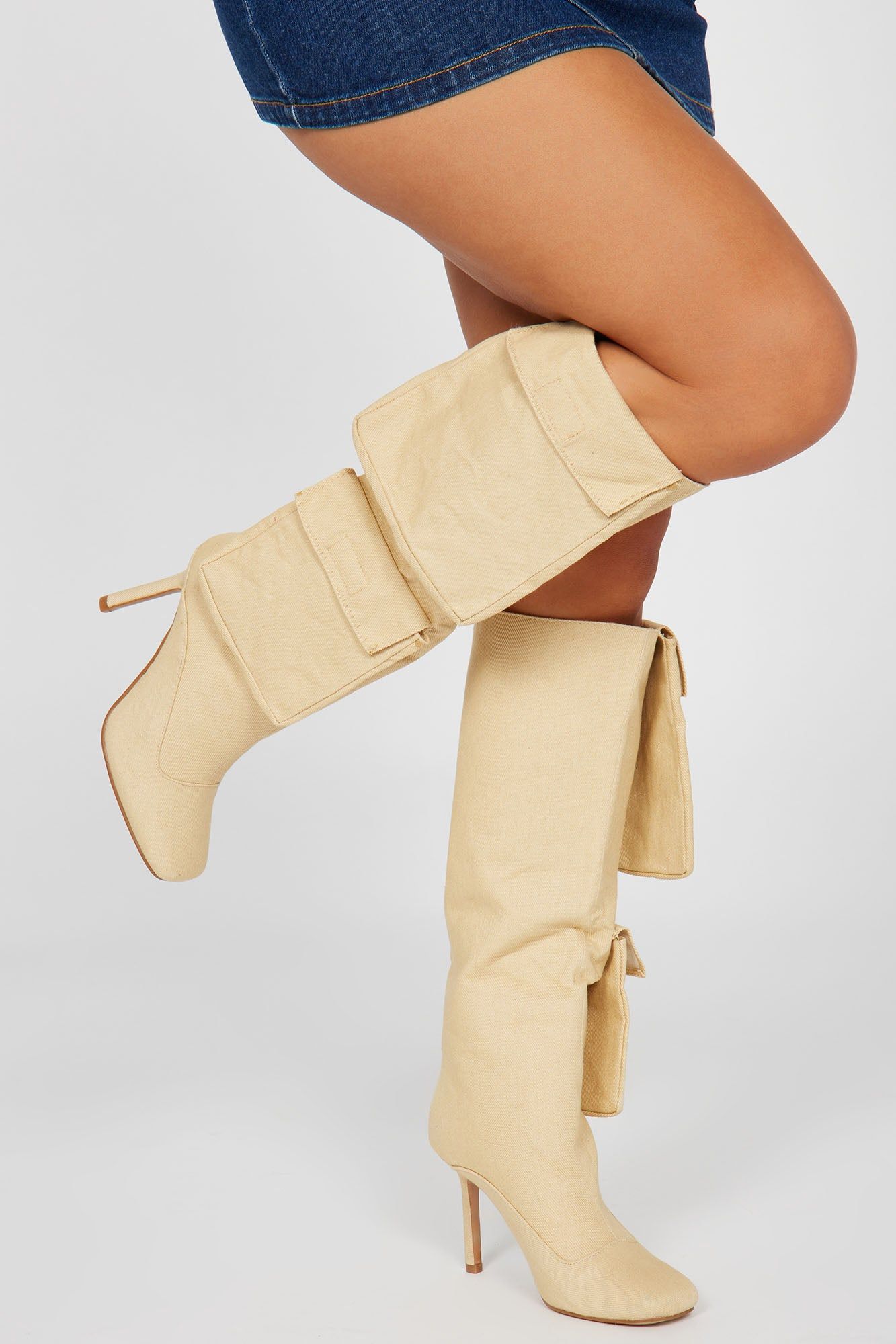 Get Used To It Knee High Boots - Nude sold by Fashion Nova
