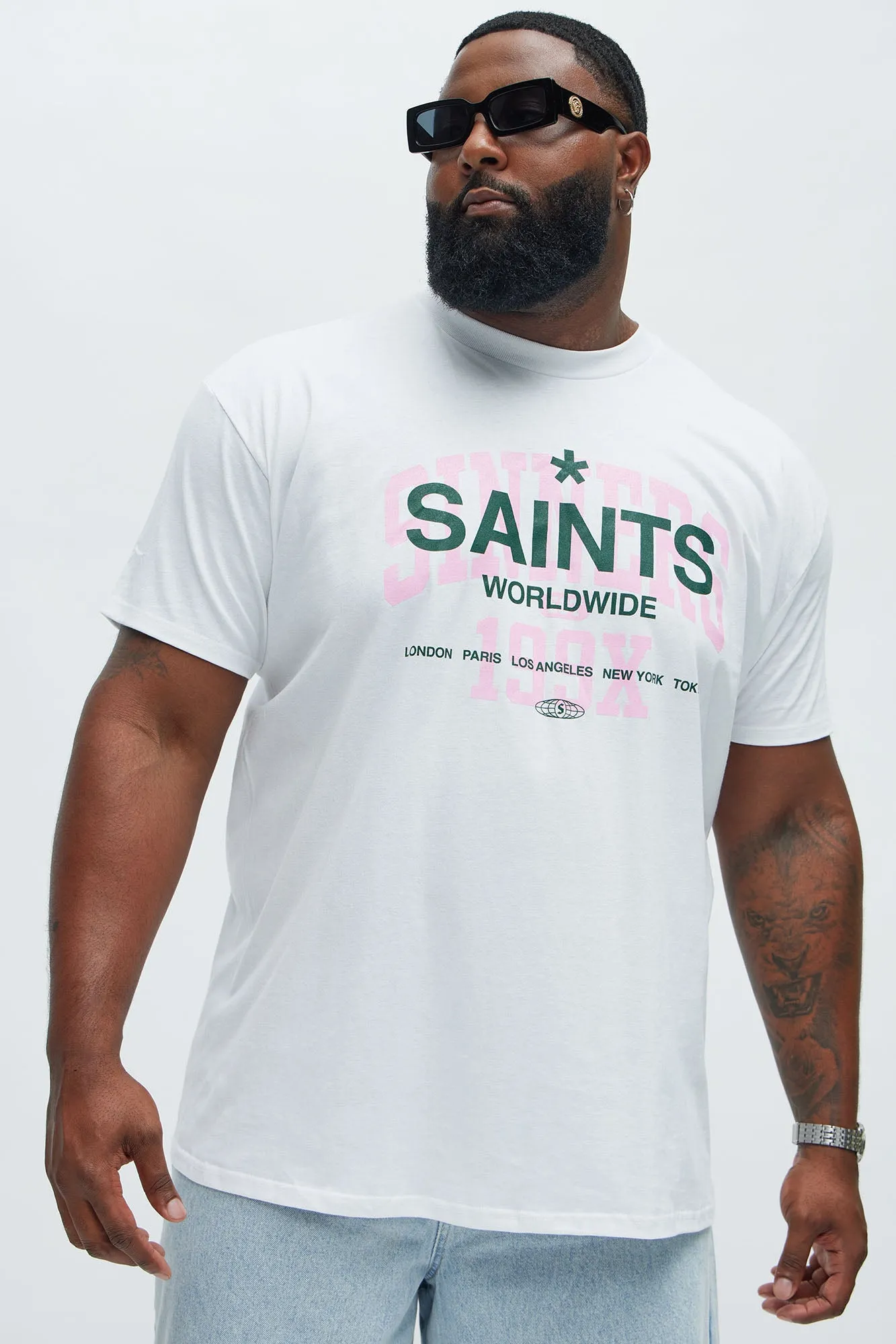 Saints And Sinners Worldwide 199X Short Sleeve Tee - White sold by Fashion Nova