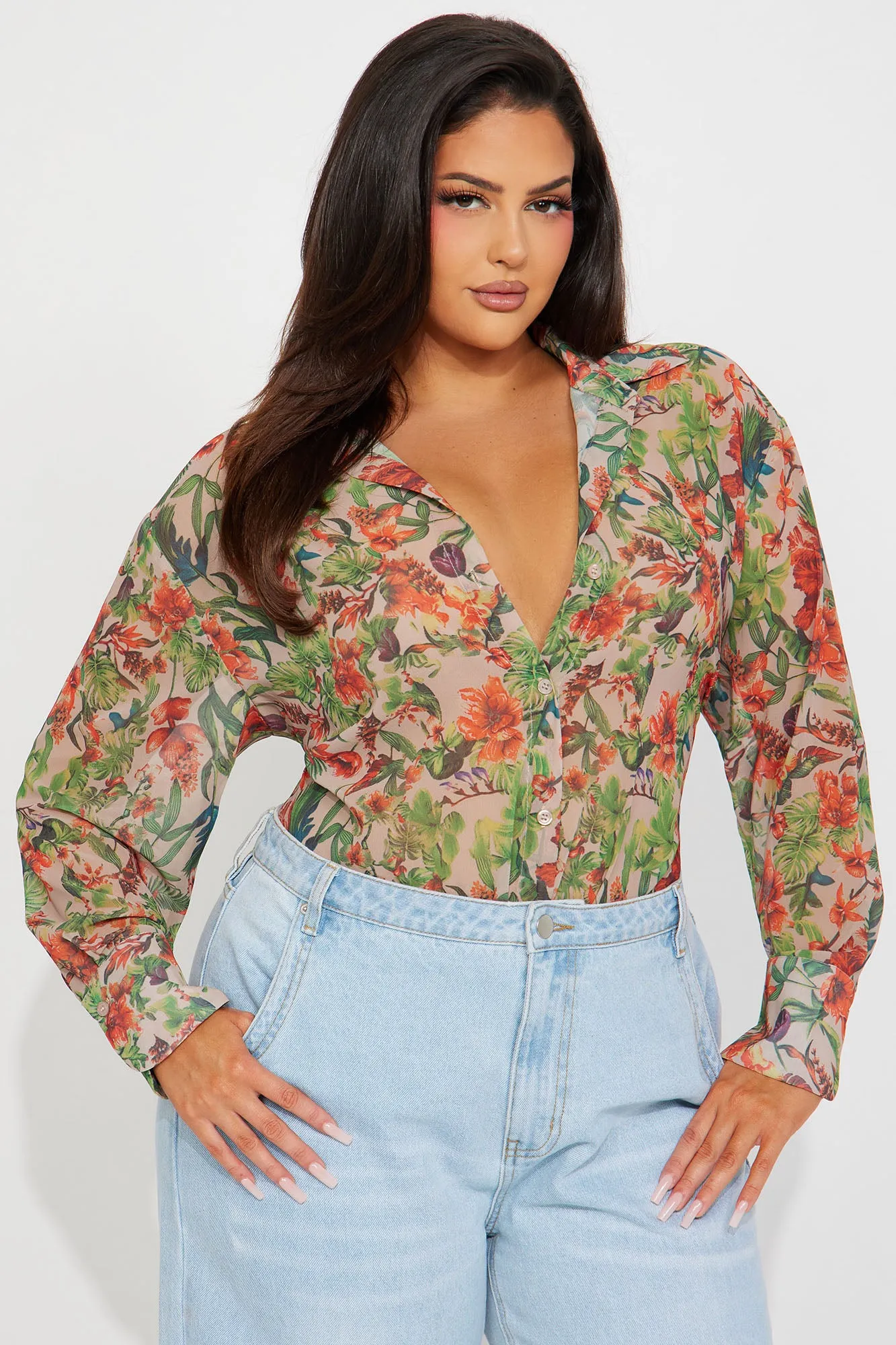 Seasonal Bloom Floral Shirt - Taupe/combo sold by Fashion Nova product image thumbnail 4