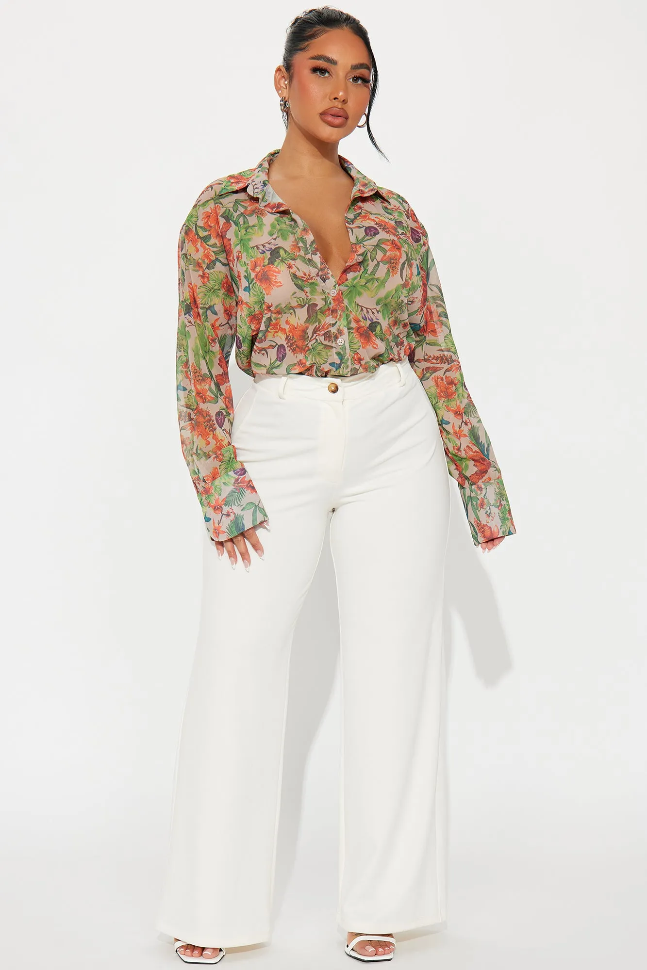 Seasonal Bloom Floral Shirt - Taupe/combo sold by Fashion Nova product image thumbnail 2