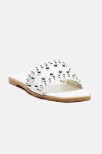 Really Going For It Studded Flat Sandals - White sold by Fashion Nova