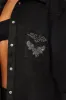 Dolly Embellished Faux Suede Shirt - Black sold by Fashion Nova
