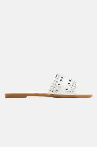 Really Going For It Studded Flat Sandals - White sold by Fashion Nova