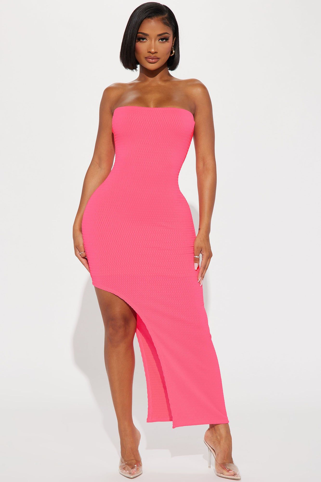 kaylee pink dress AW.Bridal A-line V-Neck Tea Length Sleeveless Spaghetti Straps Pleat Wedding Guest Dresses Dress Rose Pink Size 4