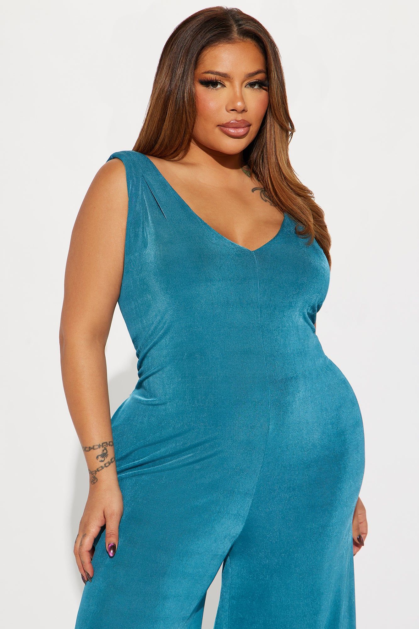 Keep It Going Slinky Jumpsuit - Teal sold by Fashion Nova product image thumbnail 5