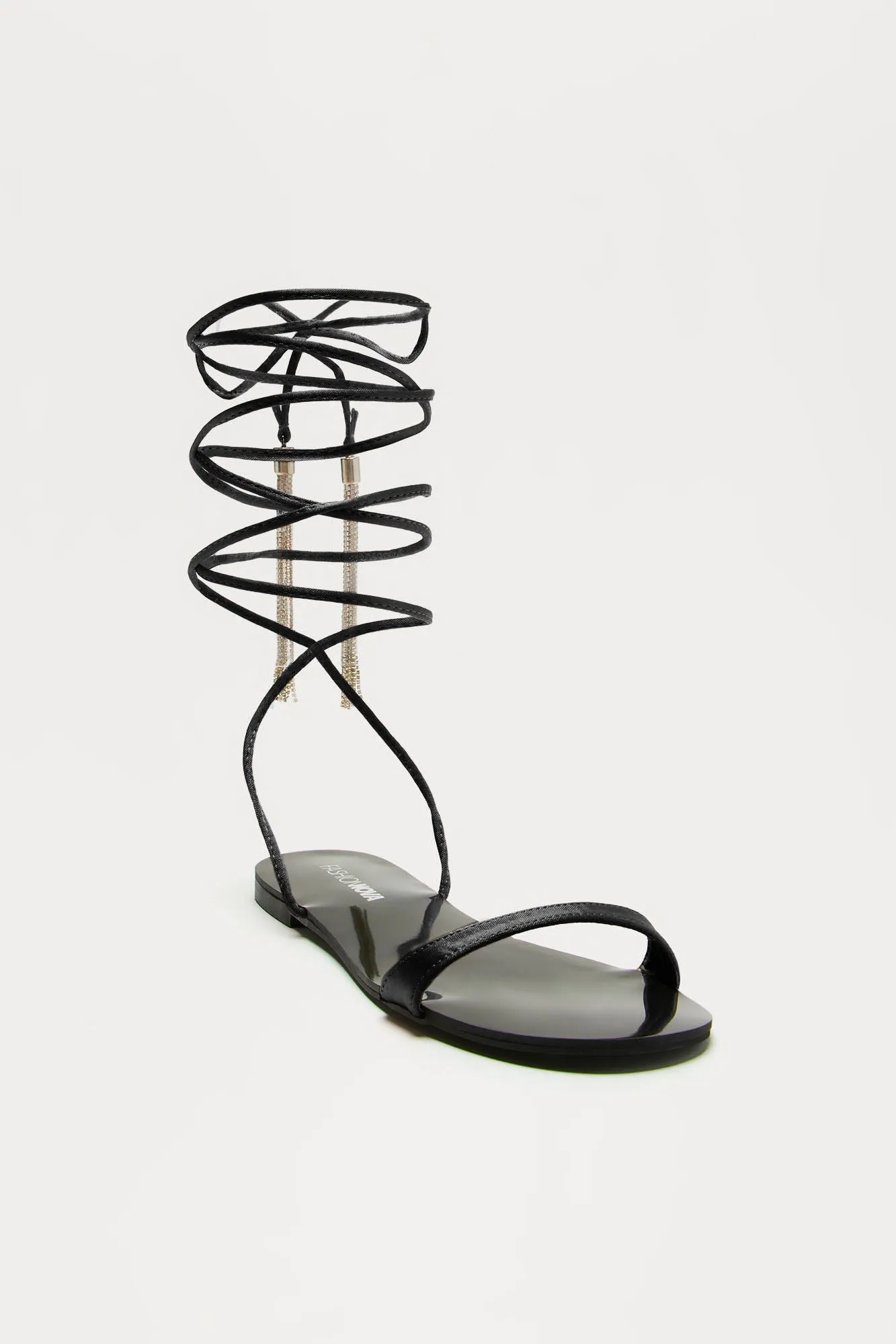 Time Is Right Wrap Up Flat Sandals - Black sold by Fashion Nova product image thumbnail 2