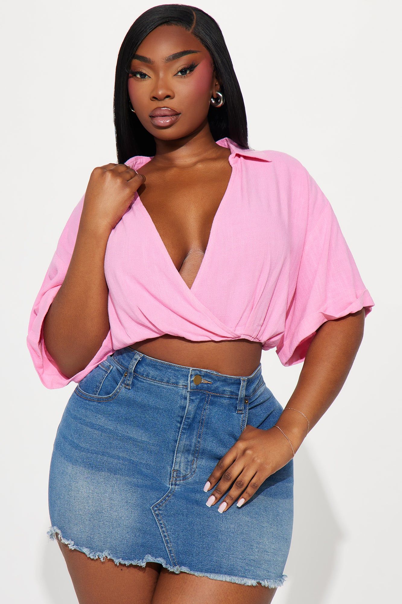 Riley Linen Blouse Top - Pink sold by Fashion Nova product image thumbnail 4