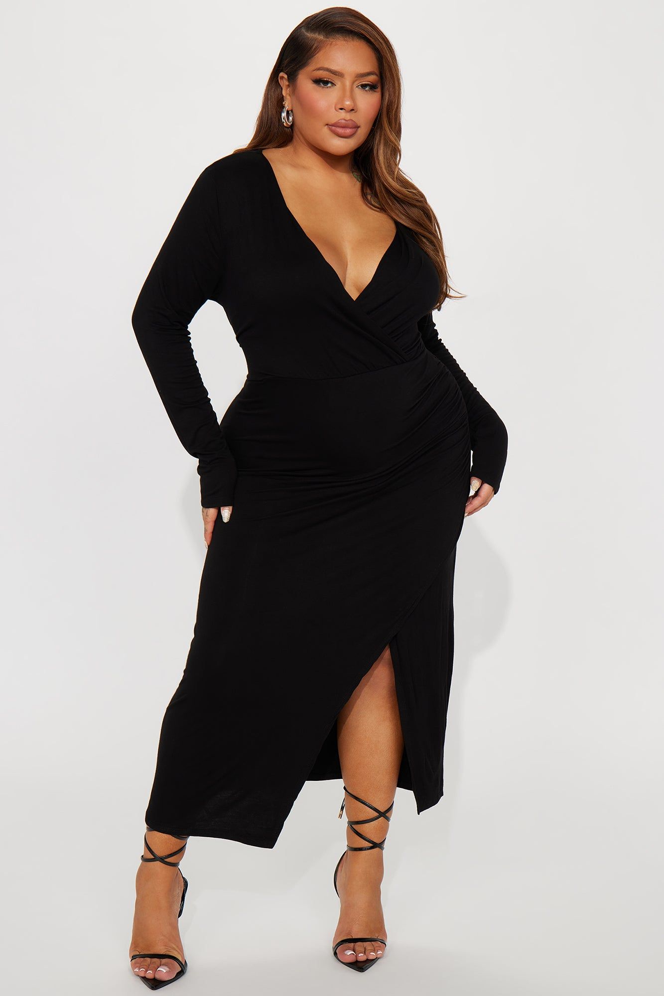 Claire Ruched Midi Dress - Black sold by Fashion Nova product image thumbnail 4