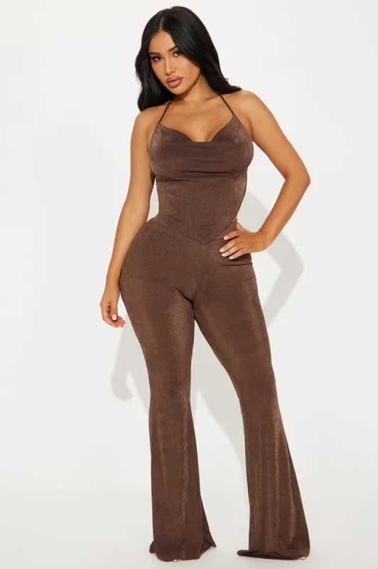 Who Do You Love Slinky Pant Set 33 - Chocolate sold by Fashion Nova