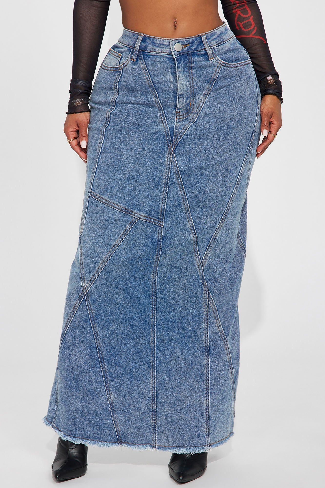 Always Wonder Denim Maxi Skirt - Medium Wash sold by Fashion Nova product image thumbnail 2