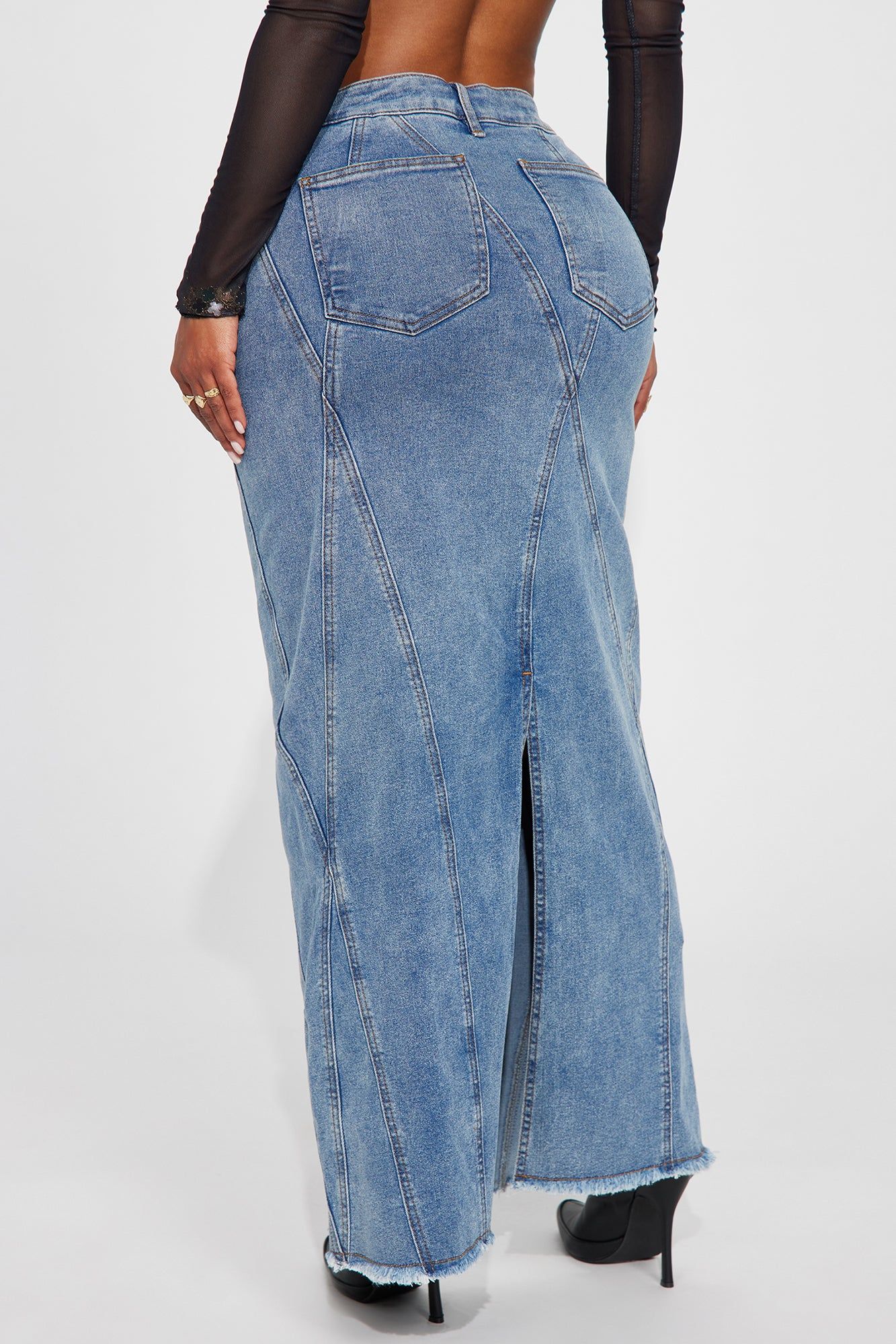 Always Wonder Denim Maxi Skirt - Medium Wash sold by Fashion Nova product image thumbnail 3