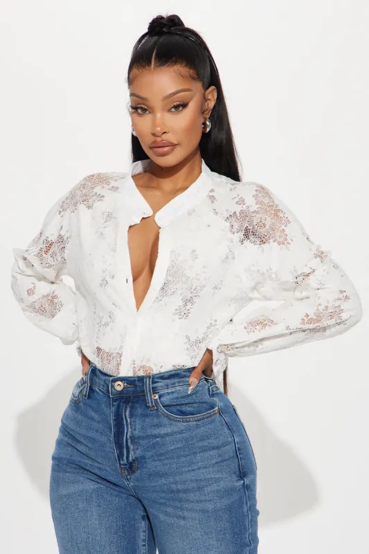 Dark Fantasy Lace Shirt - White sold by Fashion Nova