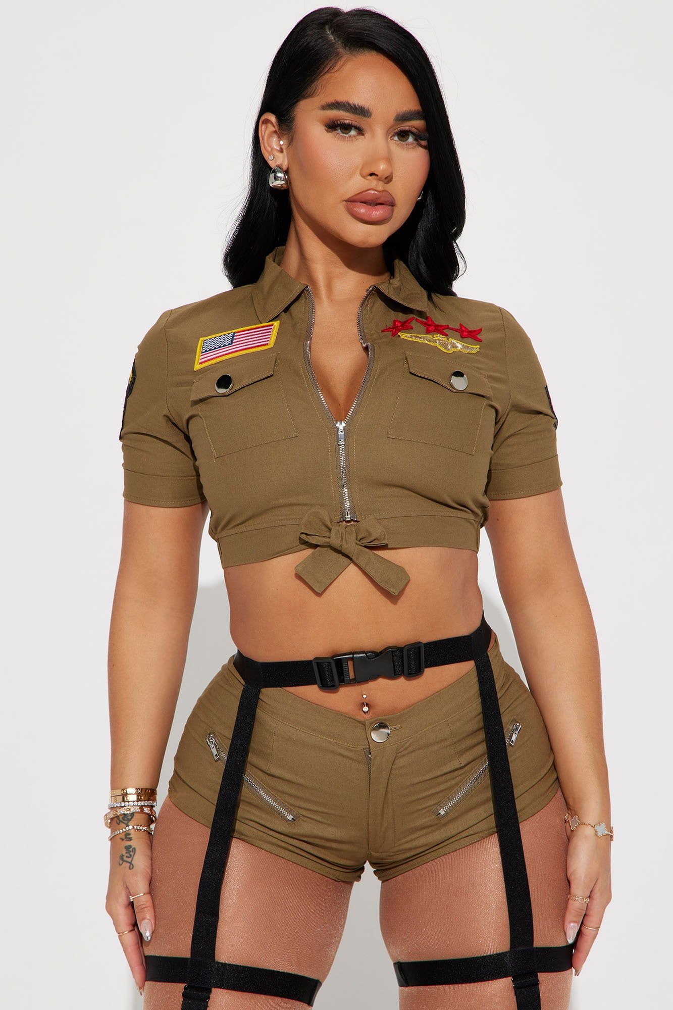 Top Flight Boss 4 Piece Costume Set - Khaki sold by Fashion Nova product image thumbnail 2