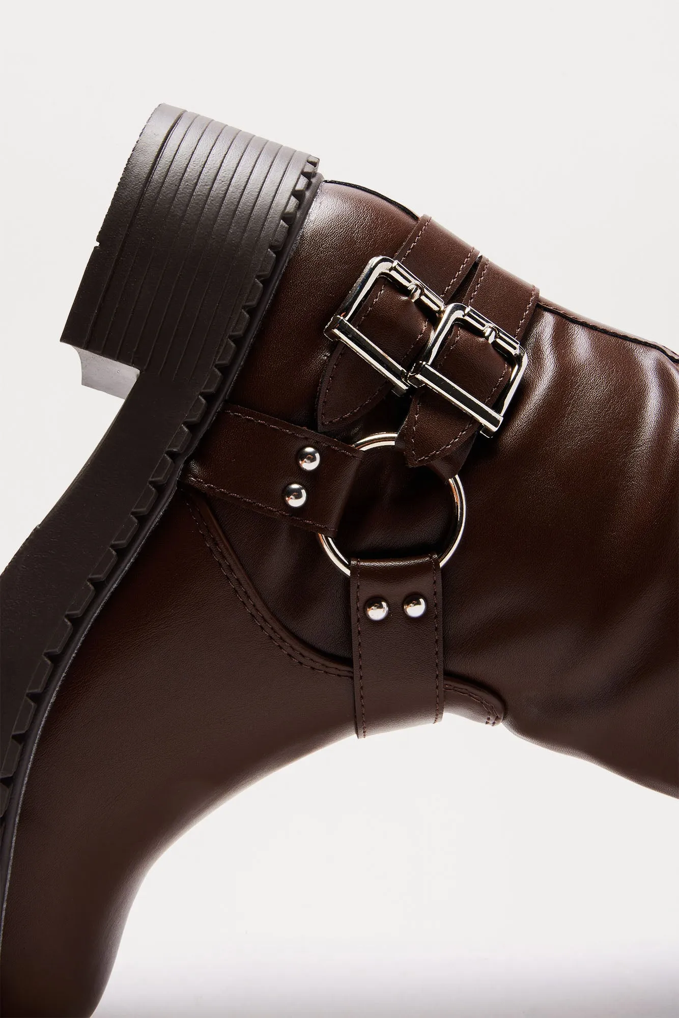 Miles Buckle Knee High Boots - Brown sold by Fashion Nova product image thumbnail 5