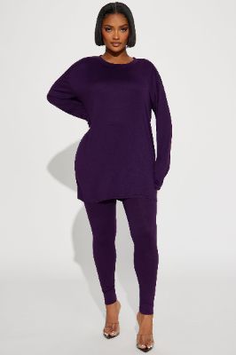 Weekend Vibes Long Sleeve Set - Eggplant sold by Fashion Nova