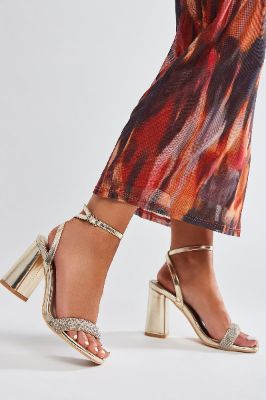 India Embellished Block Heels - Gold sold by Fashion Nova