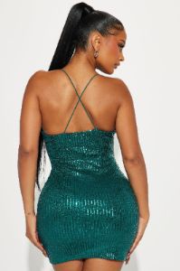 Demie Sequin Mini Dress - Hunter sold by Fashion Nova