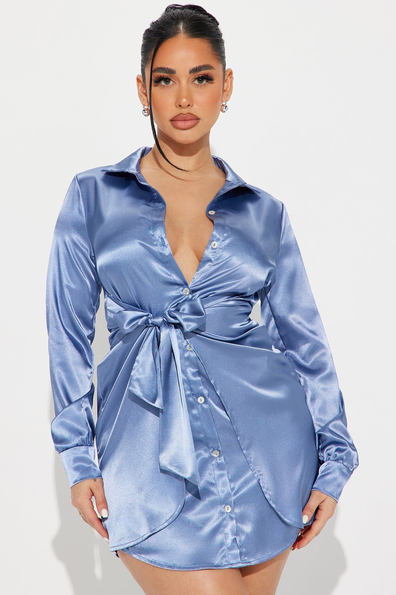 Jennifer Satin Mini Dress - Slate Blue sold by Fashion Nova product image thumbnail 2