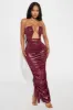 Denise Ruched Tube Maxi Dress - Burgundy sold by Fashion Nova