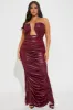 Denise Ruched Tube Maxi Dress - Burgundy sold by Fashion Nova