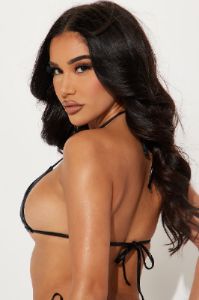 Maui Metallic Micro Triangle Bikini Top - Black sold by Fashion Nova
