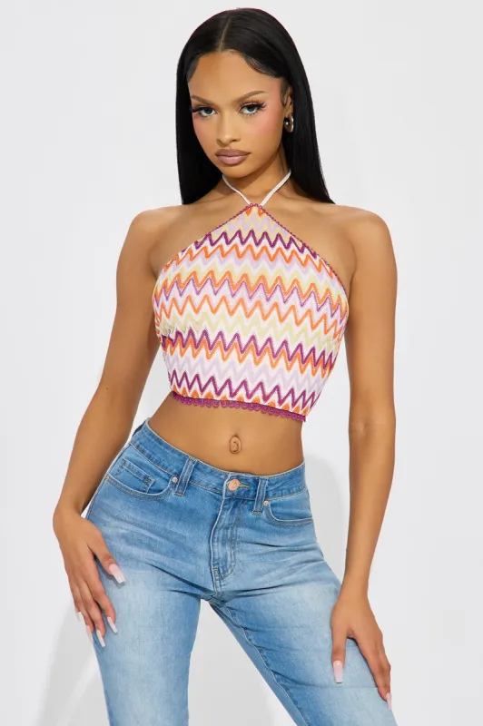 Miami Beach Halter Top - Purple/combo sold by Fashion Nova