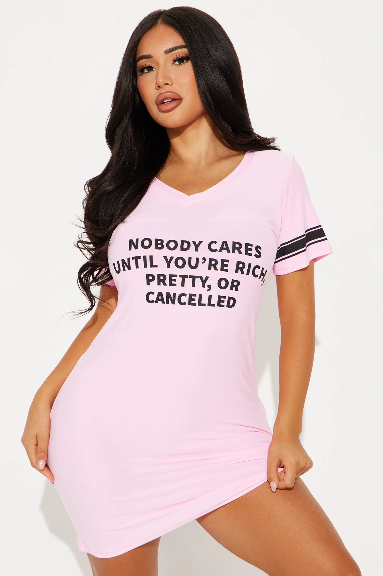 Nobody Cares PJ Sleep Shirt - Pink sold by Fashion Nova