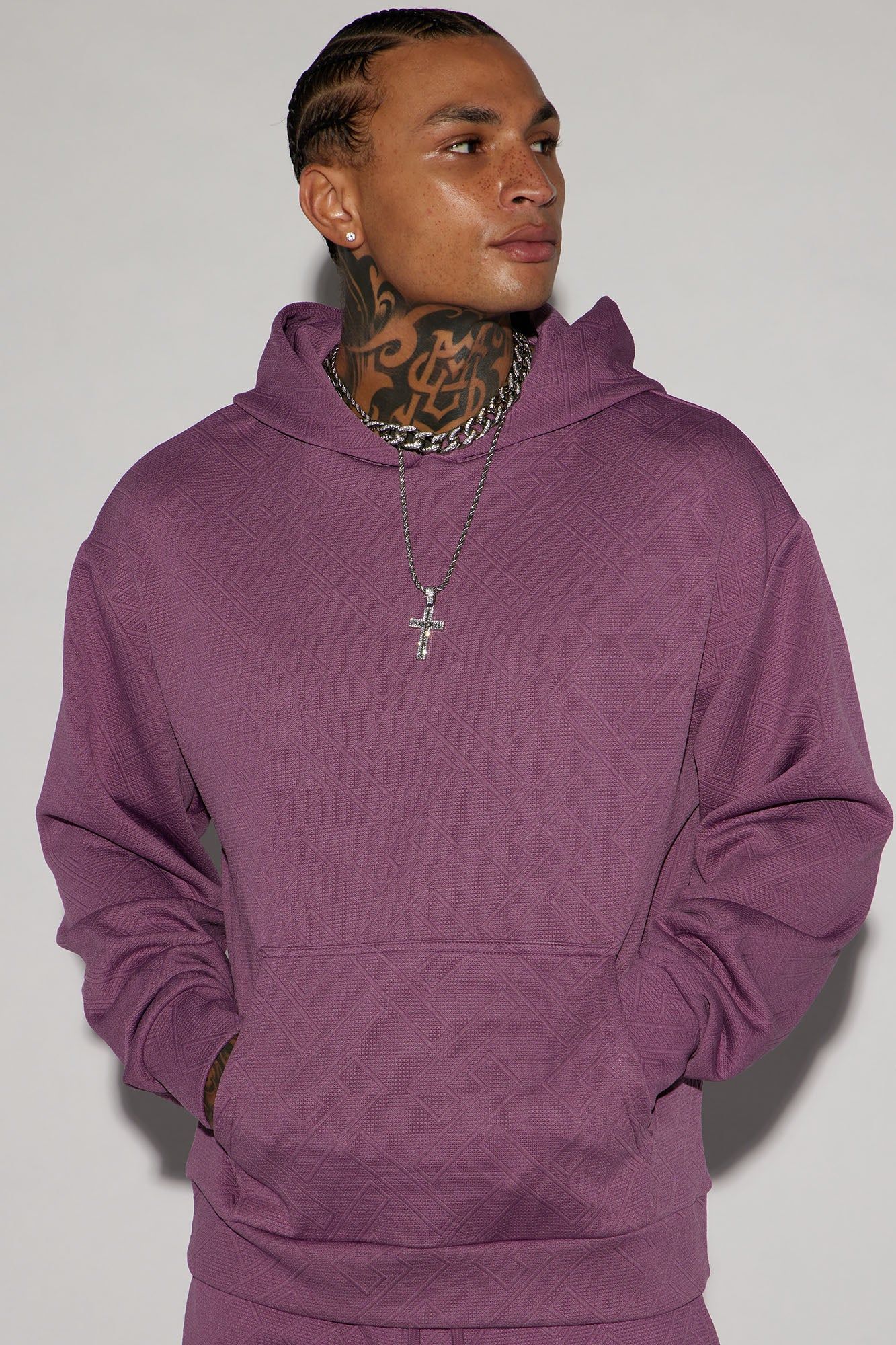 Textured Lines Hoodie - Purple sold by Fashion Nova
