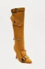 Davina Buckle Knee High Boots - Tan sold by Fashion Nova