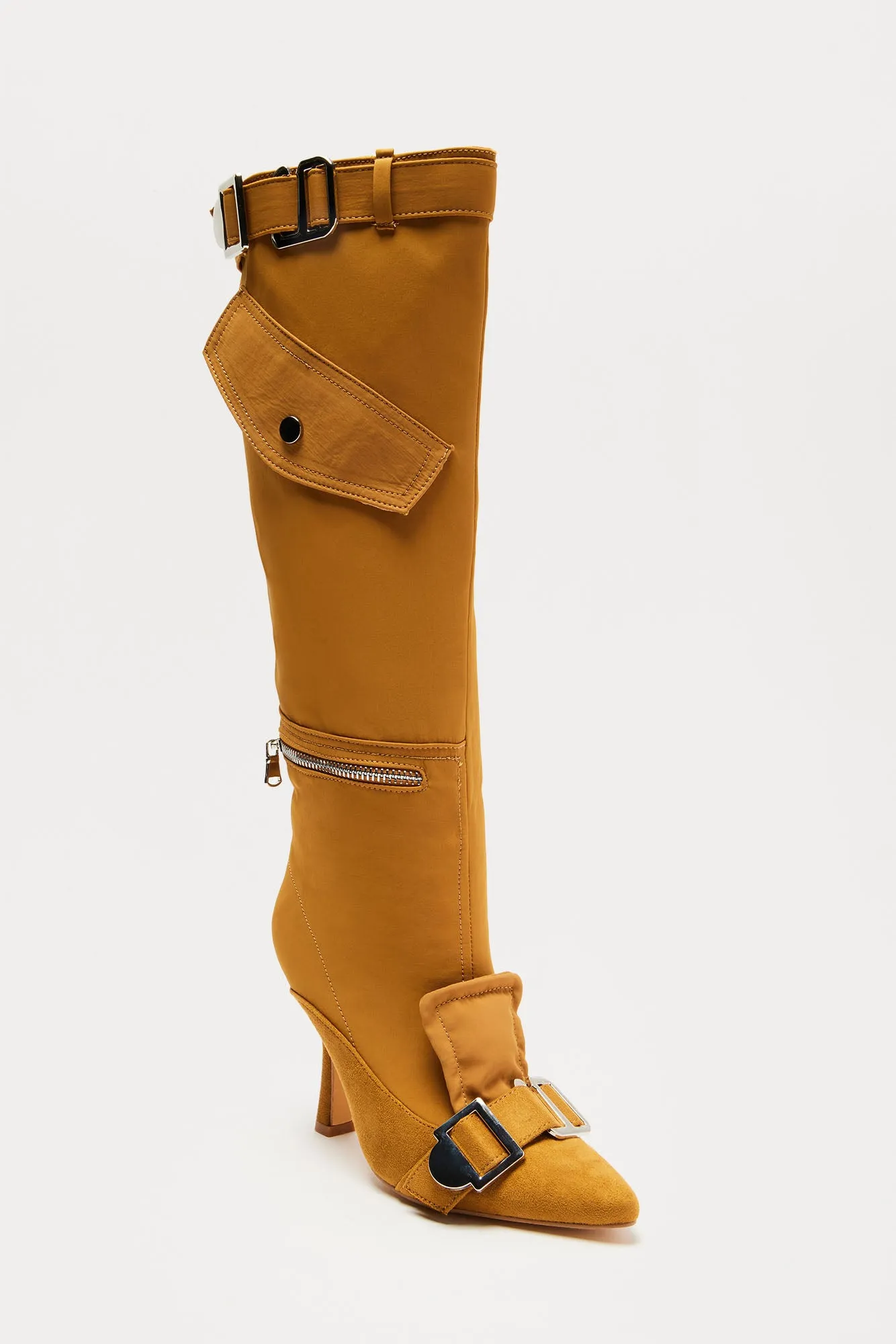 Davina Buckle Knee High Boots - Tan sold by Fashion Nova product image thumbnail 2