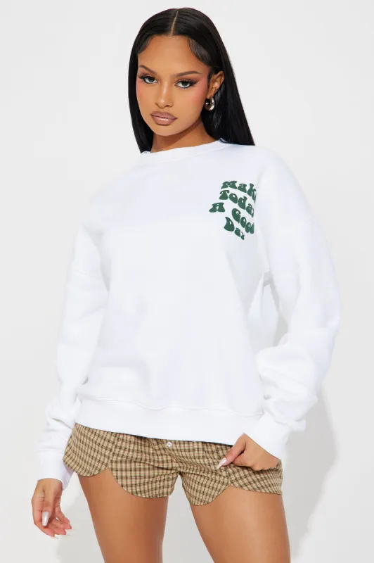 Make Today A Good Day Puff Sweatshirt - White sold by Fashion Nova