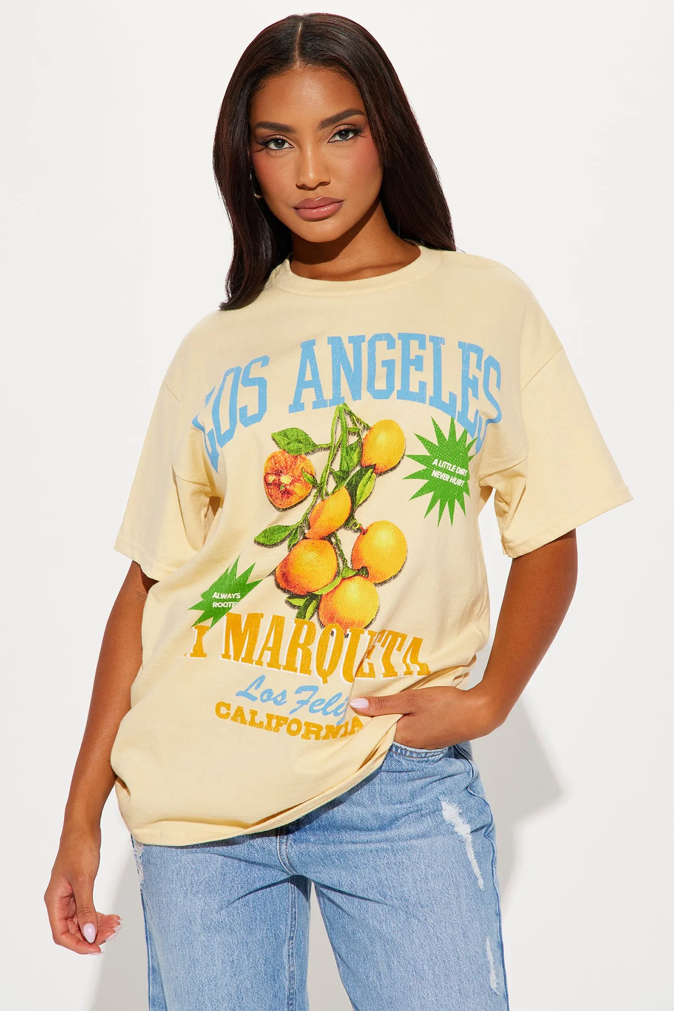 La Marqueta Oversized Tee - Yellow sold by Fashion Nova
