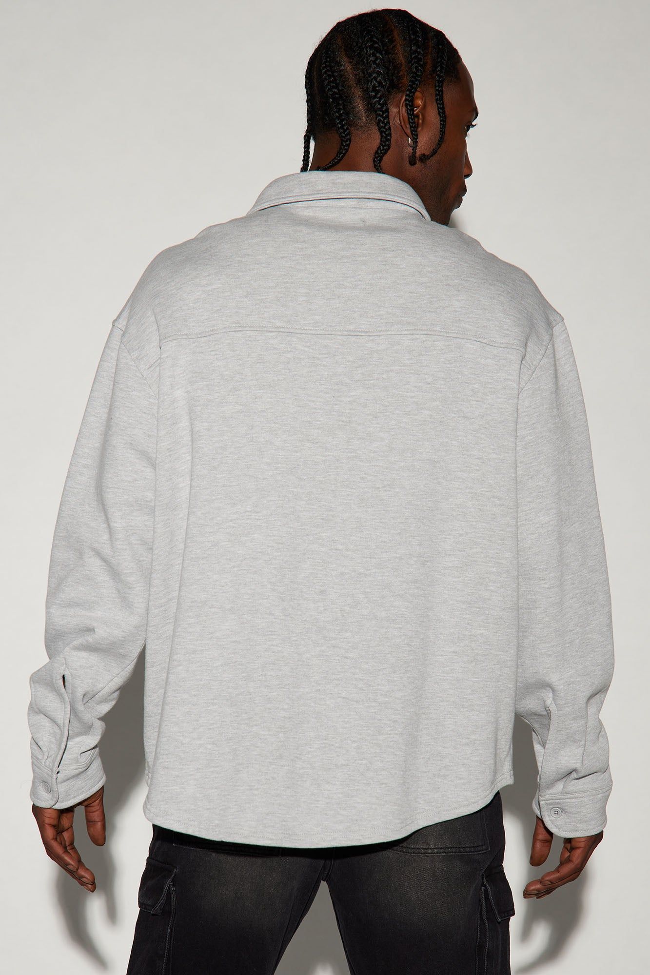 Tyson Fleece Shacket - Heather Grey sold by Fashion Nova product image thumbnail 4
