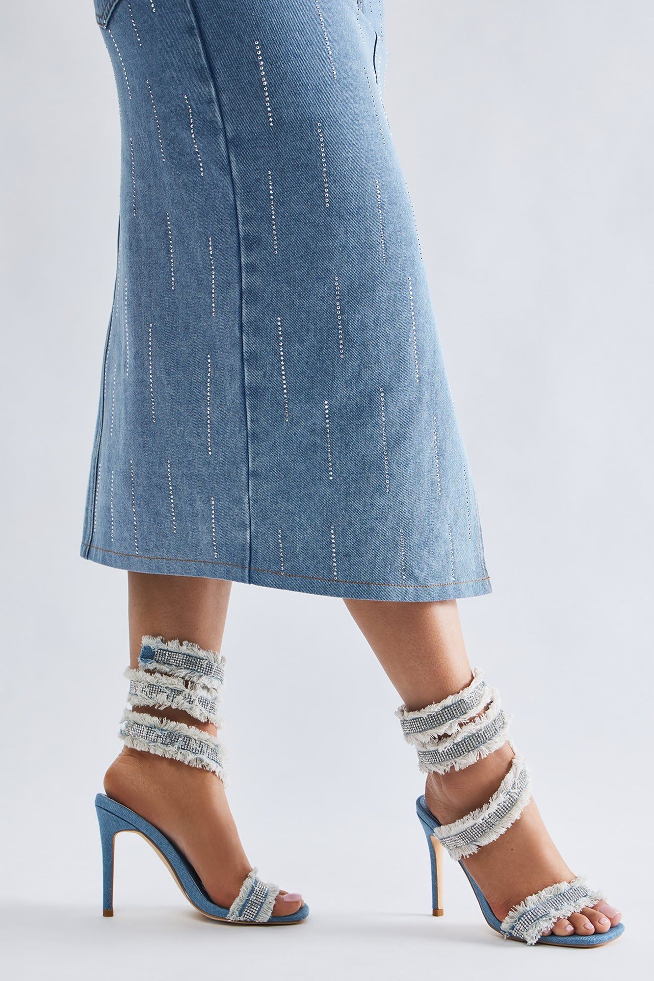 Check The Deets Denim Heeled Sandals - Denim sold by Fashion Nova product image thumbnail 5