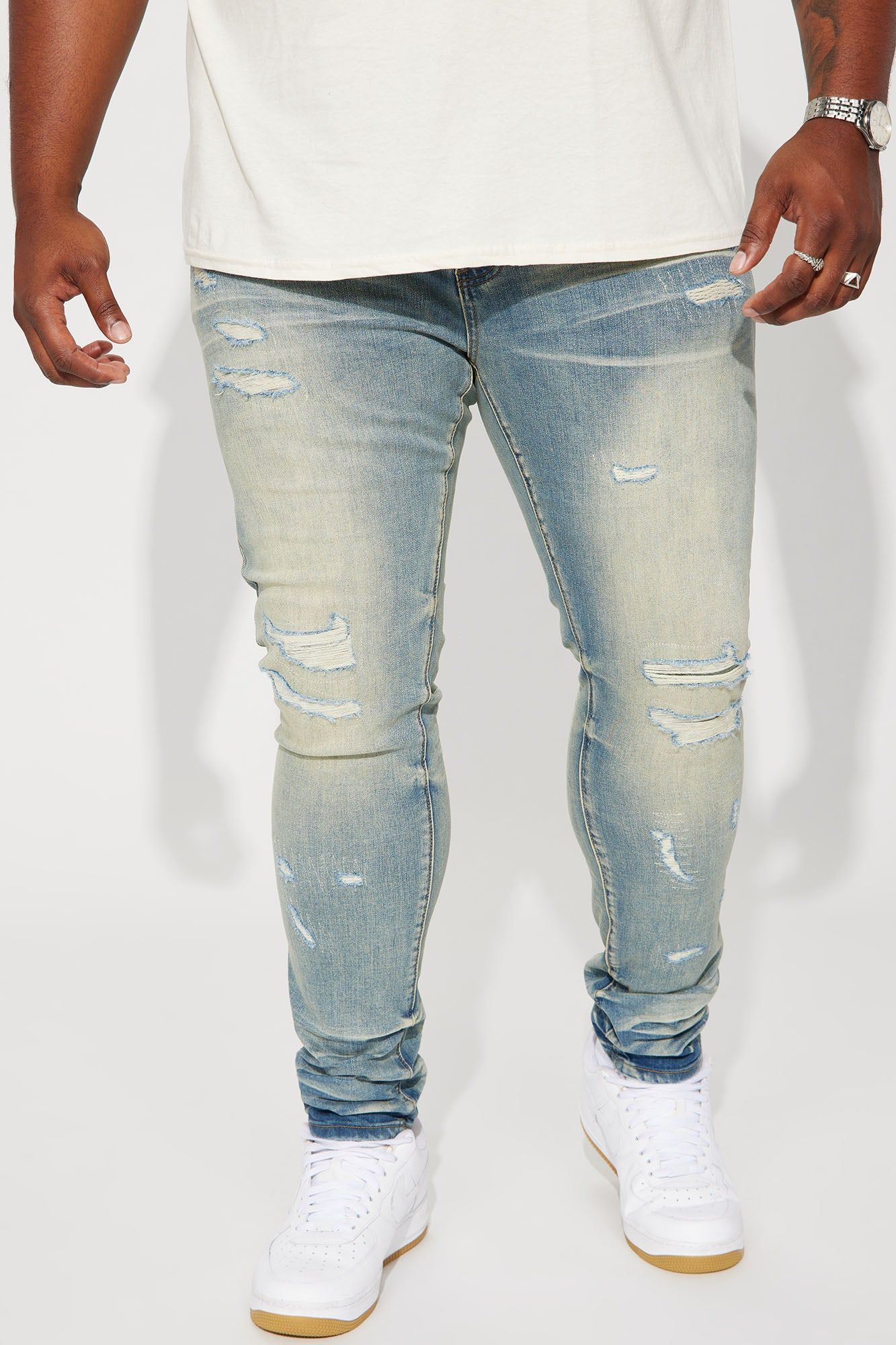 Street Rising Ripped Stacked Skinny Jeans - Medium Wash sold by Fashion Nova product image thumbnail 2
