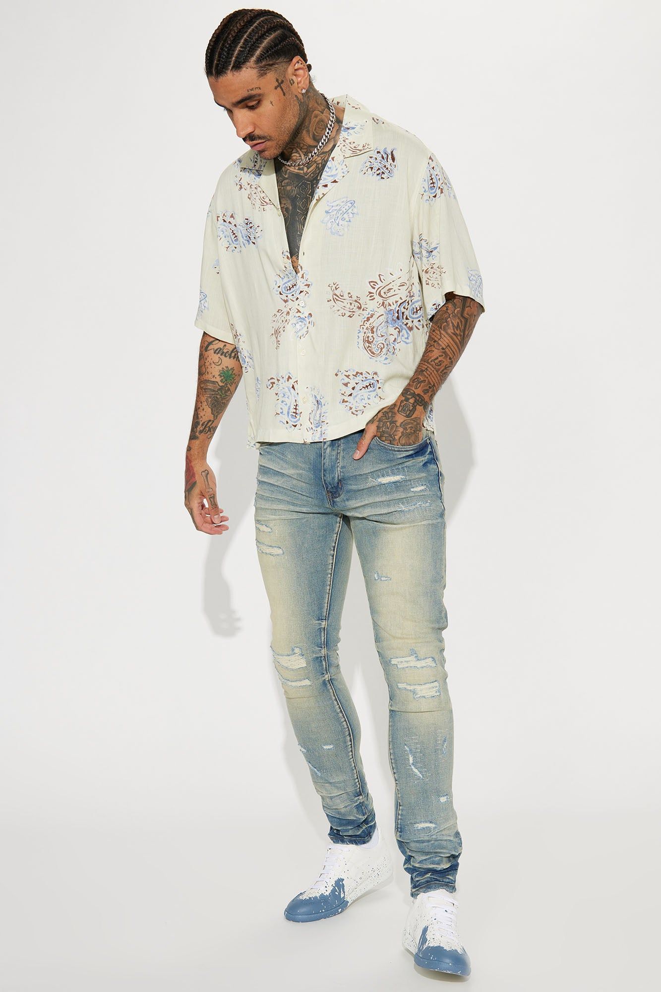 Street Rising Ripped Stacked Skinny Jeans - Medium Wash sold by Fashion Nova product image thumbnail 3