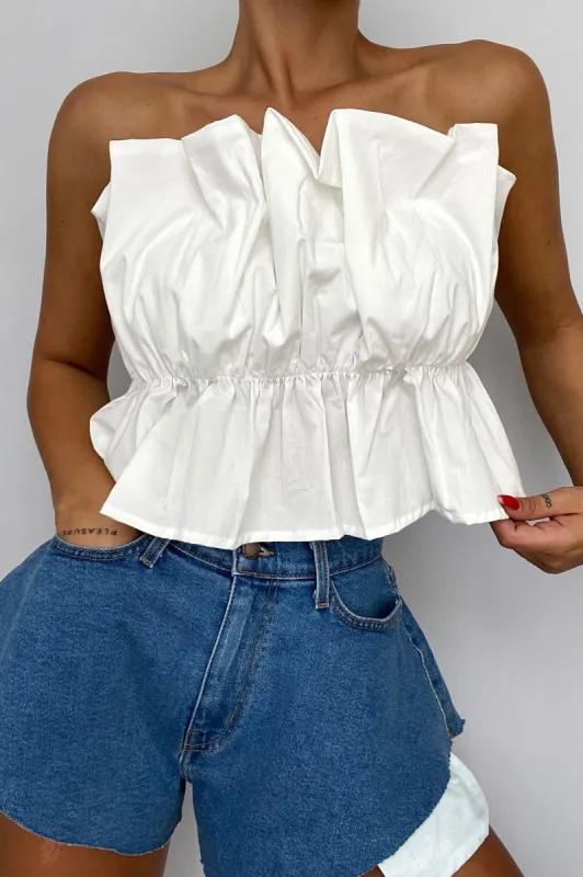 Taylor Sleeveless Poplin Top - White sold by Fashion Nova