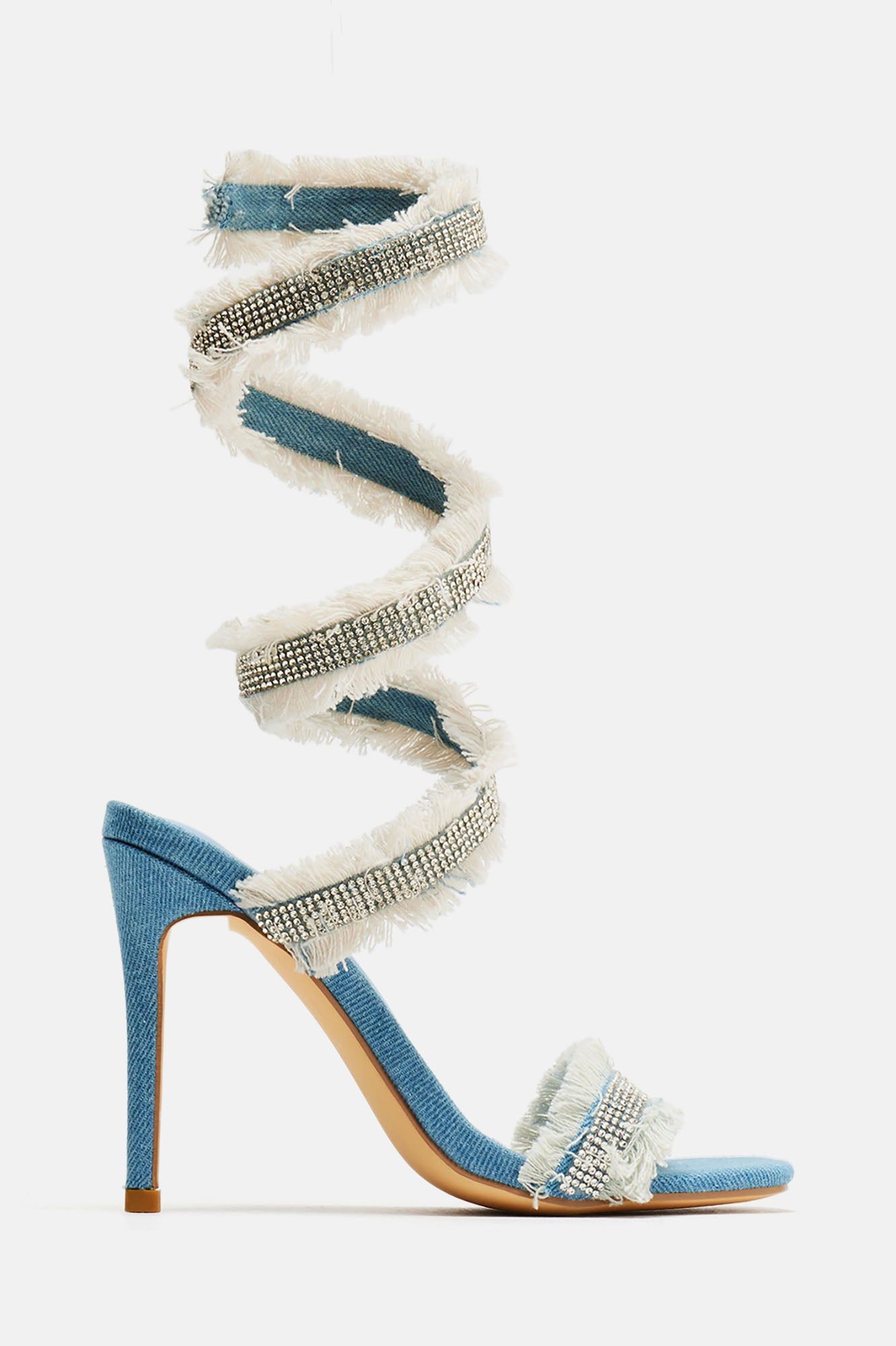 Check The Deets Denim Heeled Sandals - Denim sold by Fashion Nova product image thumbnail 4