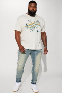 Street Rising Ripped Stacked Skinny Jeans - Medium Wash sold by Fashion Nova