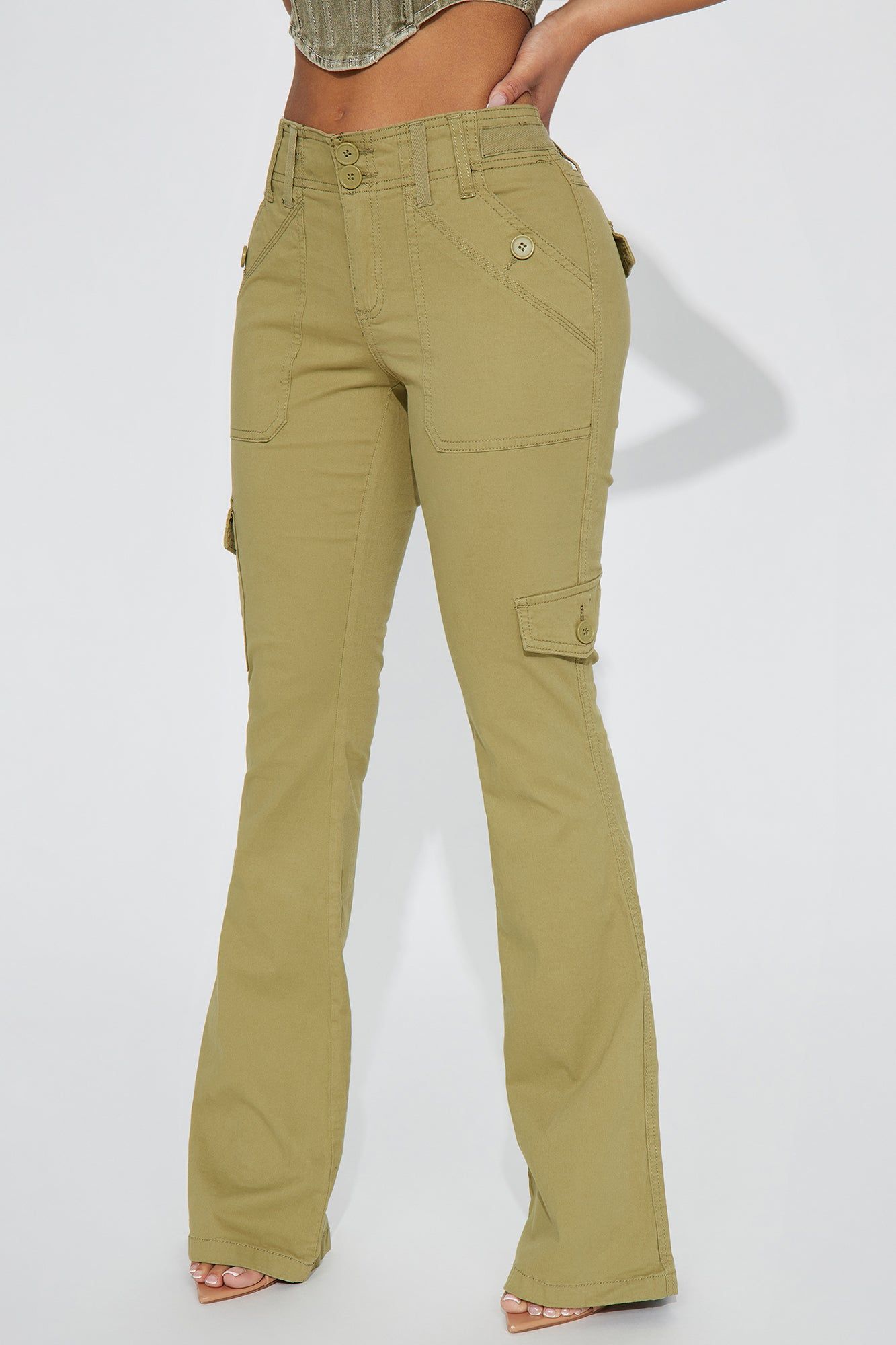 Stevie Cargo Flare Pant - Olive sold by Fashion Nova product image thumbnail 2